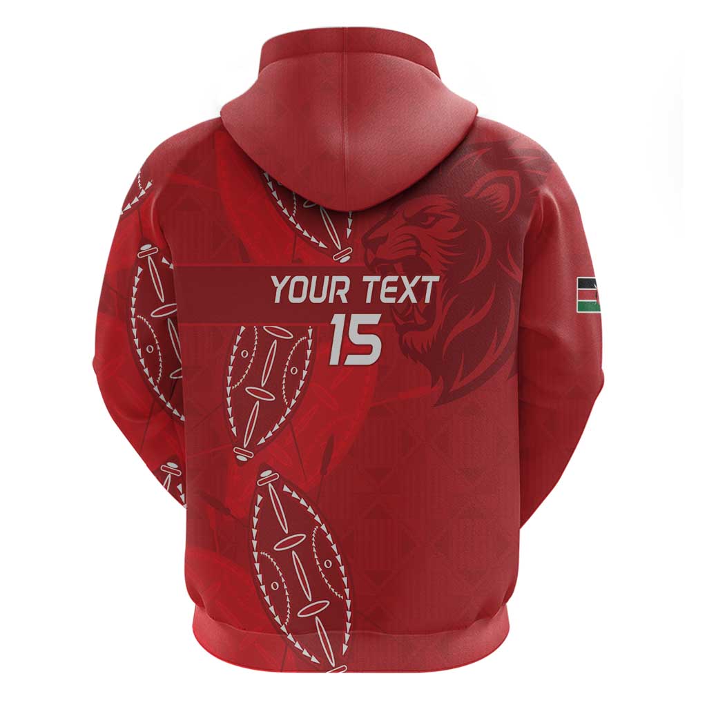 Kenya Rugby Custom Hoodie Go Champions Simbas - Red Color LT15