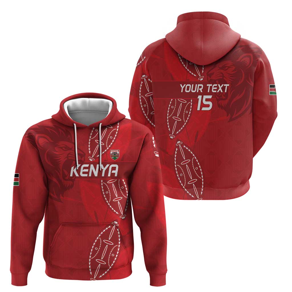 Kenya Rugby Custom Hoodie Go Champions Simbas - Red Color LT15