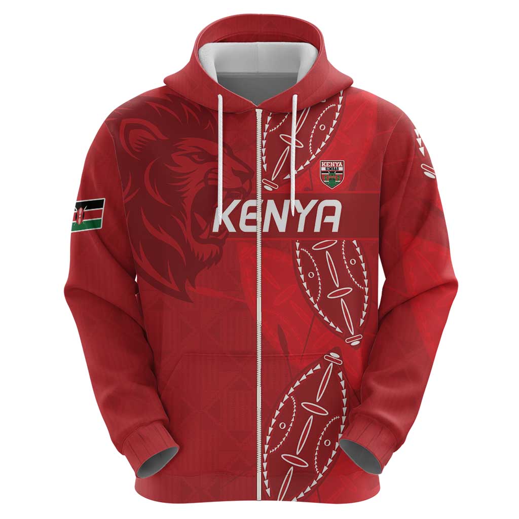 Kenya Rugby Custom Hoodie Go Champions Simbas - Red Color LT15