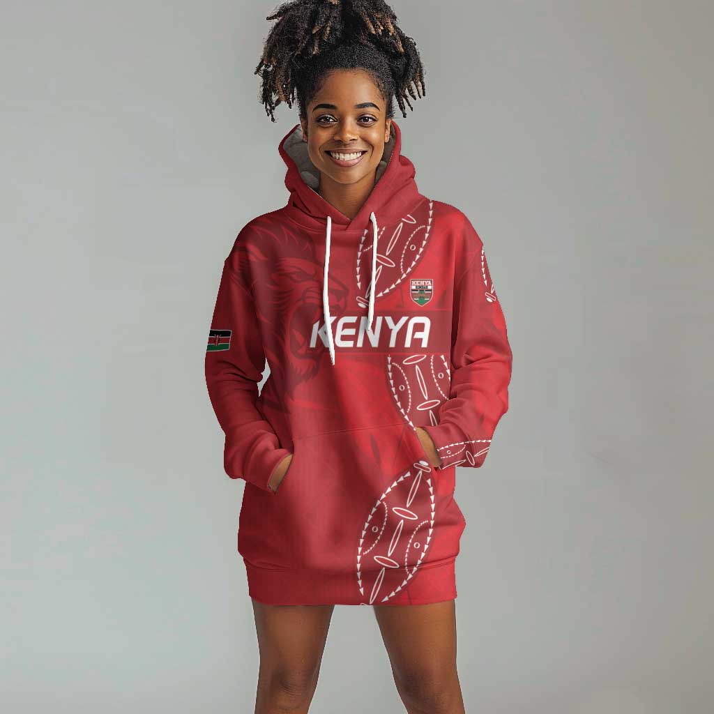Jamhuri ya Kenya Rugby Custom Hoodie Dress Kenyan Shield Style - Red Color LT15