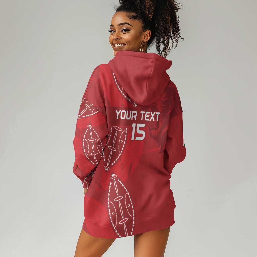 Jamhuri ya Kenya Rugby Custom Hoodie Dress Kenyan Shield Style - Red Color LT15