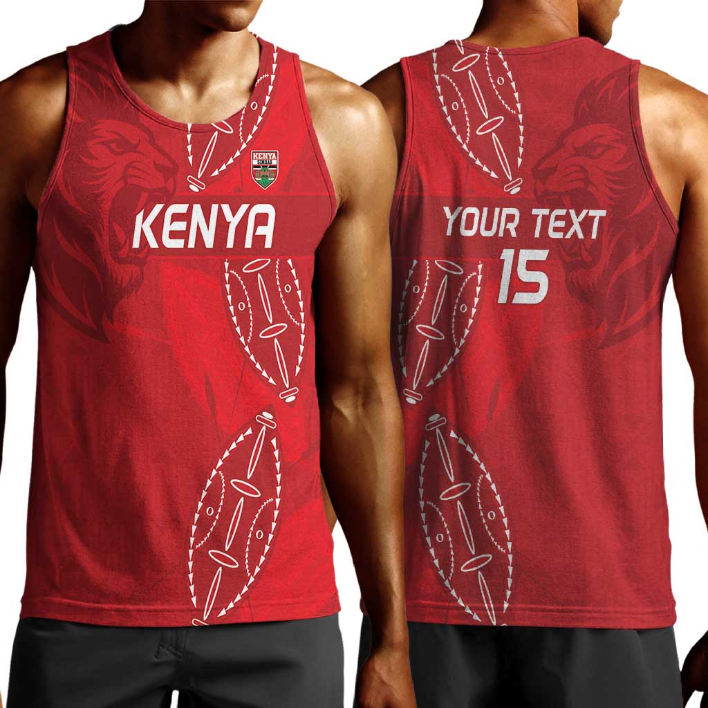 Jamhuri ya Kenya Rugby Custom Men Tank Top Kenyan Shield Style - Red Color LT15