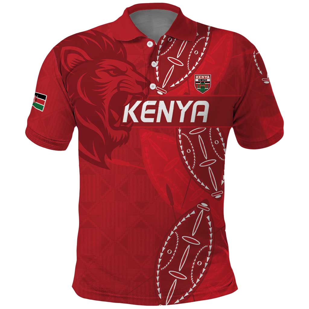 Kenya Rugby Custom Polo Shirt Go Champions Simbas - Red Color LT15