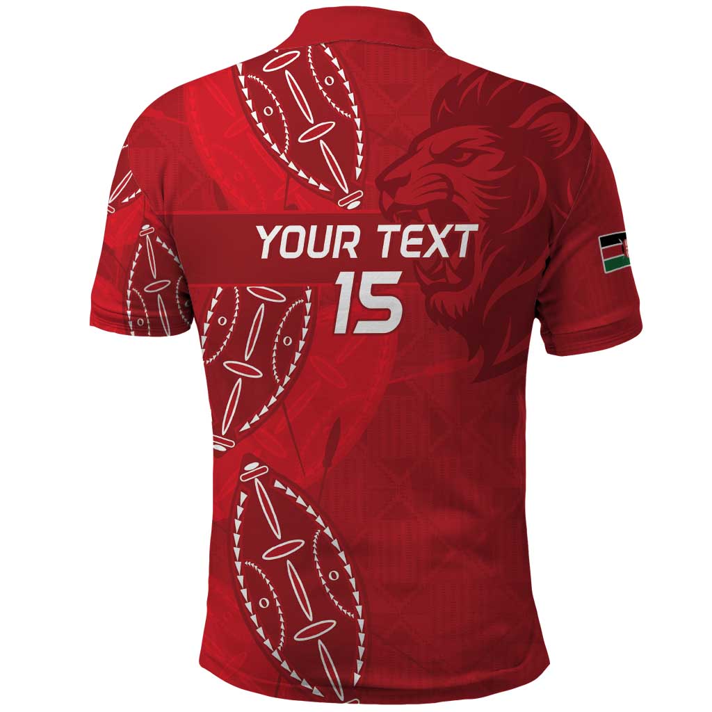 Kenya Rugby Custom Polo Shirt Go Champions Simbas - Red Color LT15
