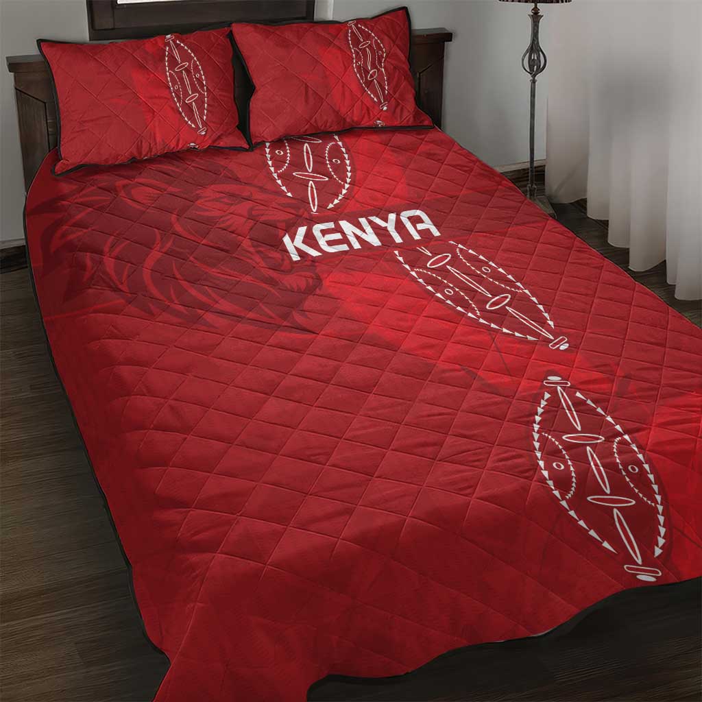 Jamhuri ya Kenya Rugby Quilt Bed Set Kenyan Shield Style - Red Color LT15