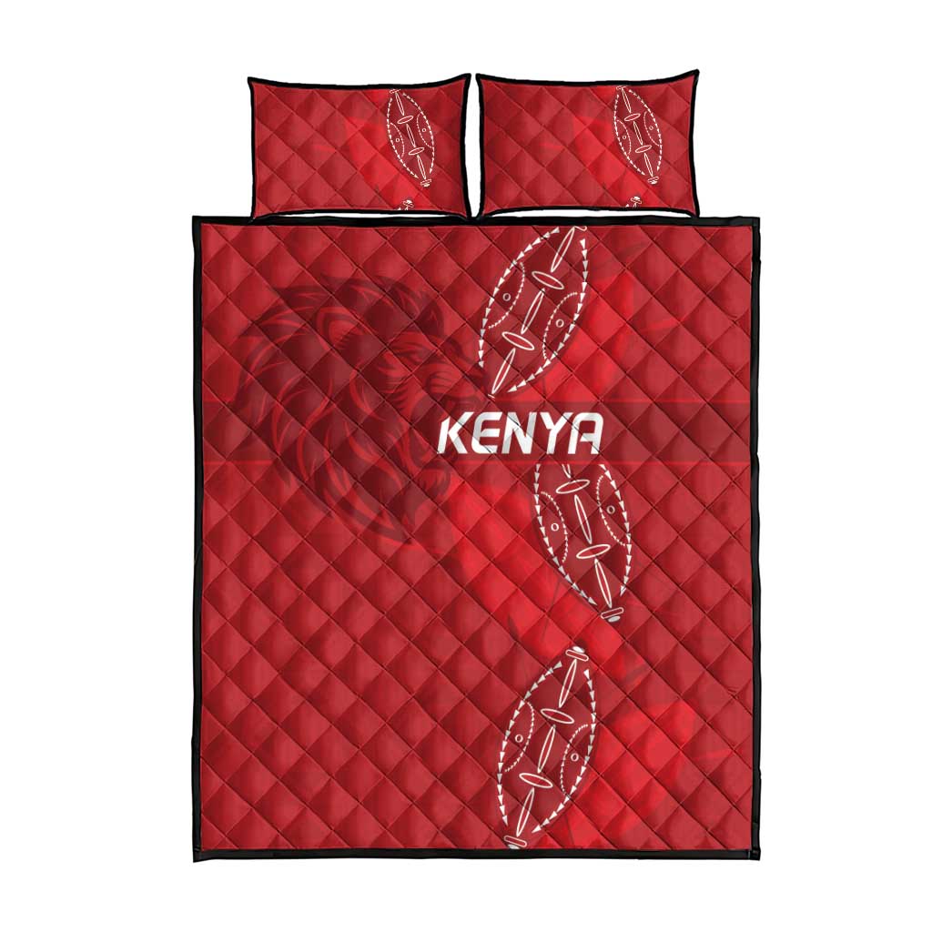 Jamhuri ya Kenya Rugby Quilt Bed Set Kenyan Shield Style - Red Color LT15