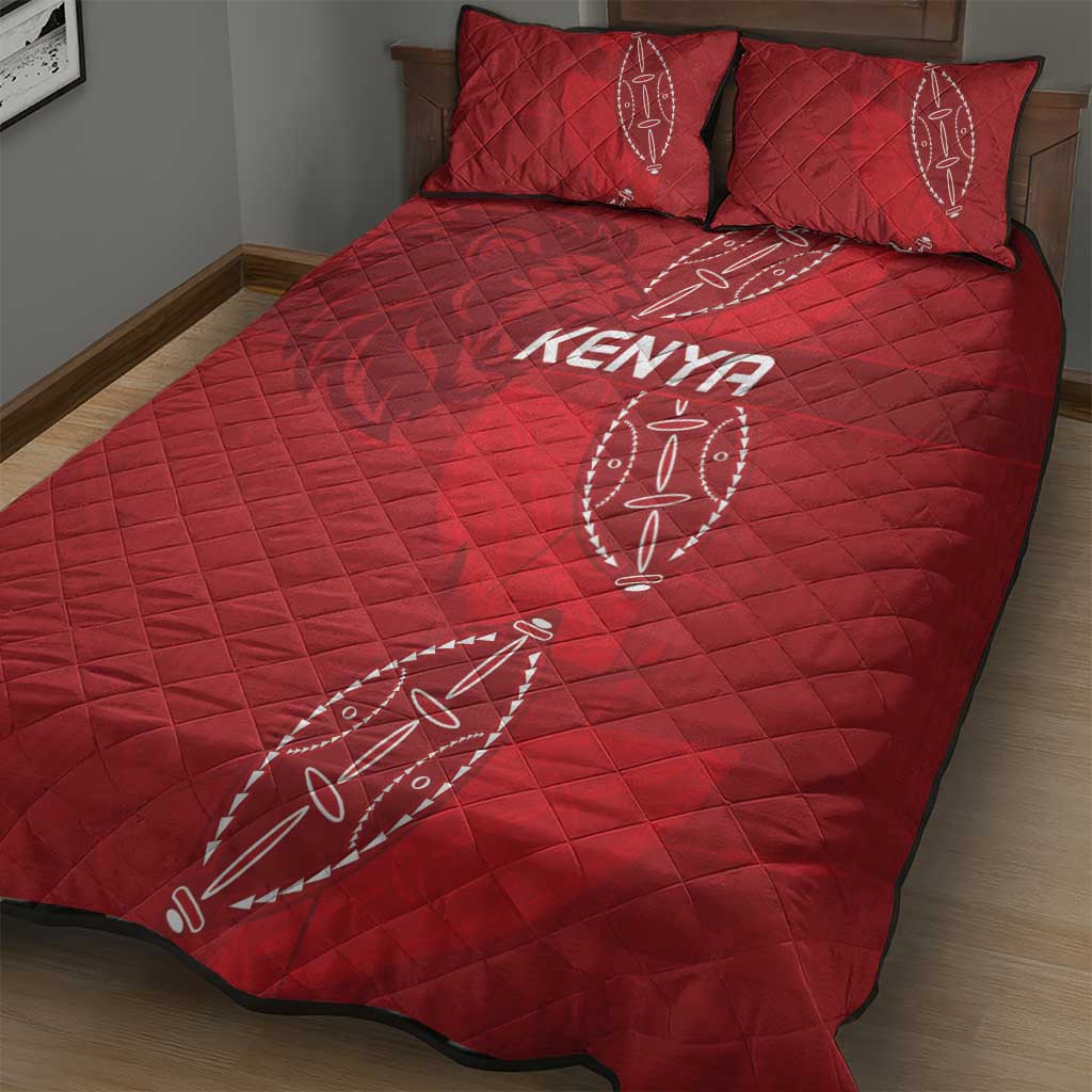 Jamhuri ya Kenya Rugby Quilt Bed Set Kenyan Shield Style - Red Color LT15