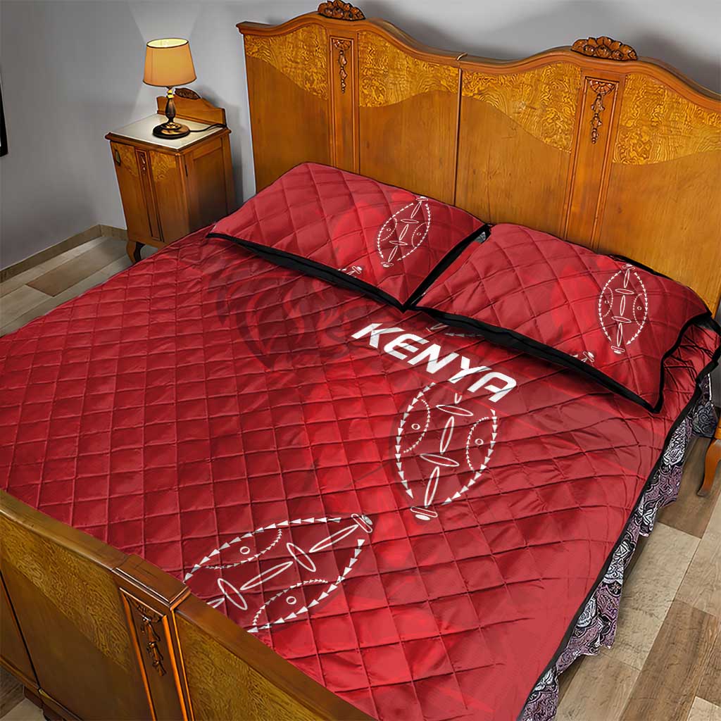 Jamhuri ya Kenya Rugby Quilt Bed Set Kenyan Shield Style - Red Color LT15