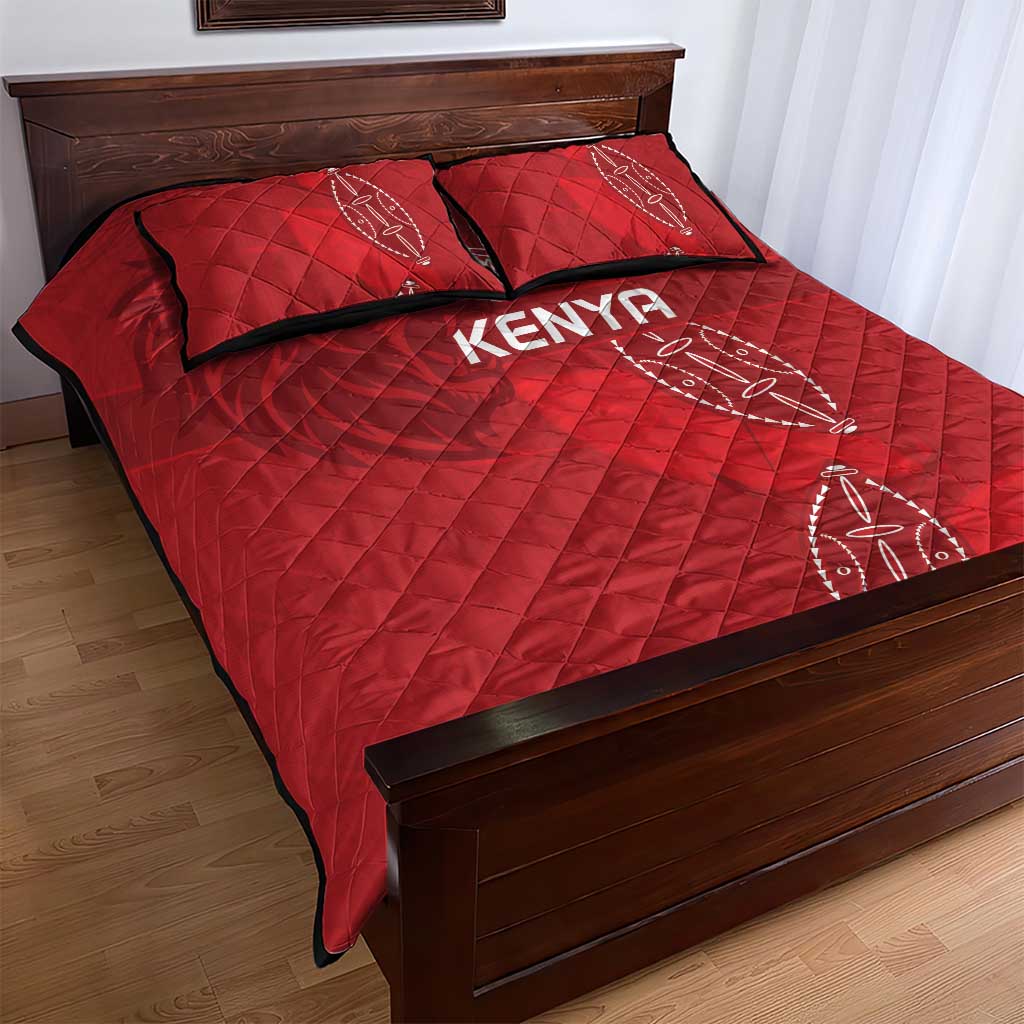 Jamhuri ya Kenya Rugby Quilt Bed Set Kenyan Shield Style - Red Color LT15
