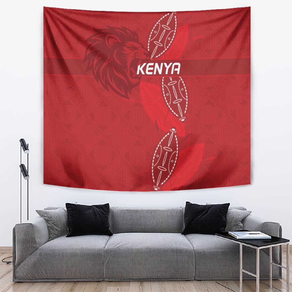 Jamhuri ya Kenya Rugby Tapestry Kenyan Shield Style - Red Color LT15