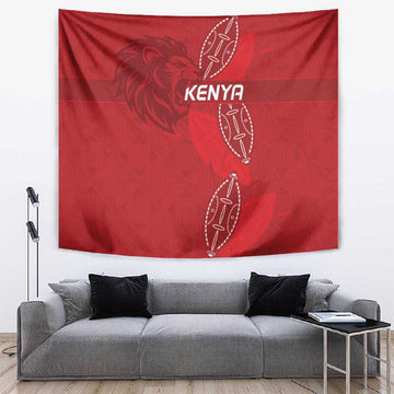 Jamhuri ya Kenya Rugby Tapestry Kenyan Shield Style - Red Color LT15