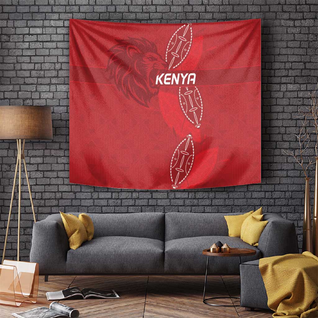 Jamhuri ya Kenya Rugby Tapestry Kenyan Shield Style - Red Color LT15