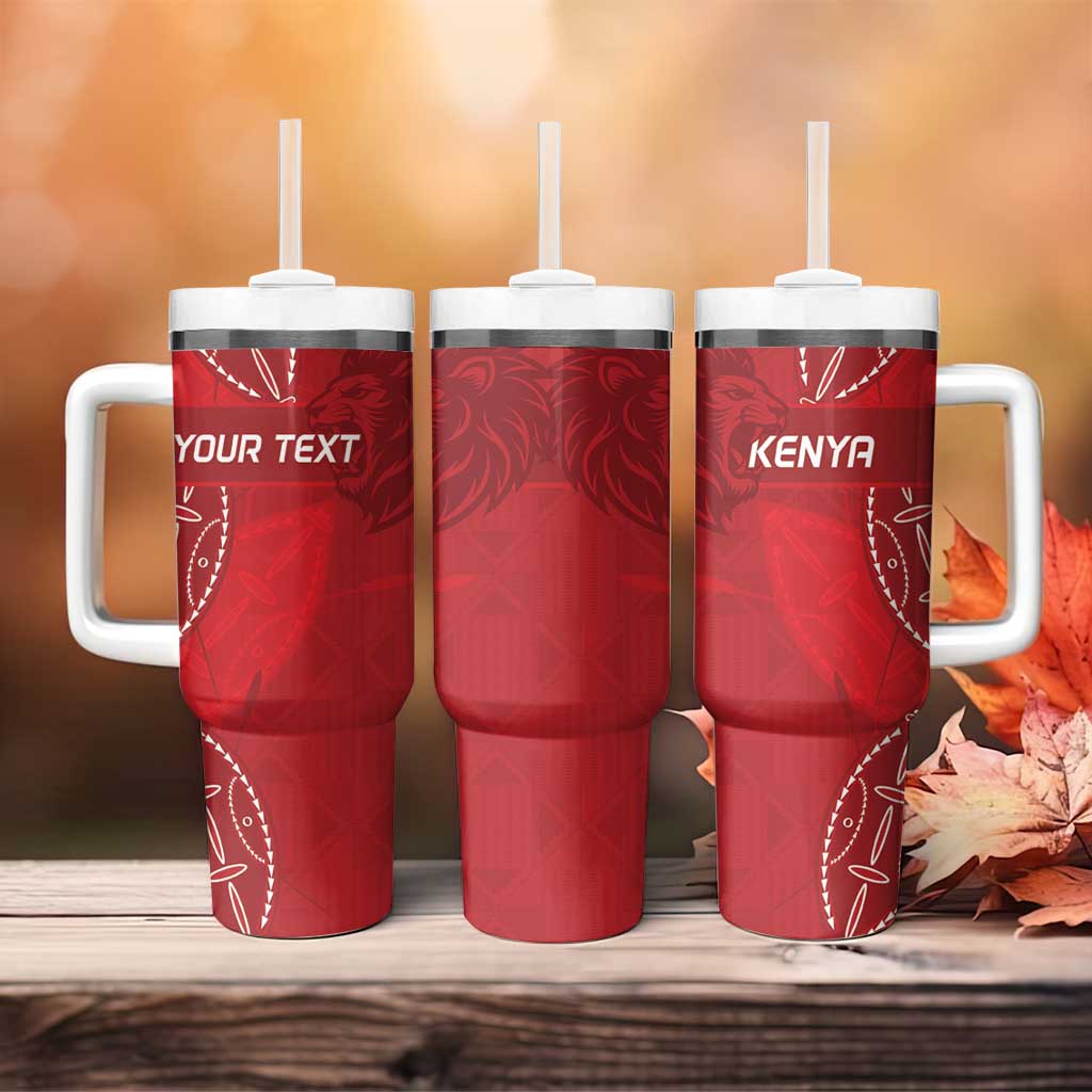 Jamhuri ya Kenya Rugby Custom Tumbler With Handle Kenyan Shield Style - Red Color LT15