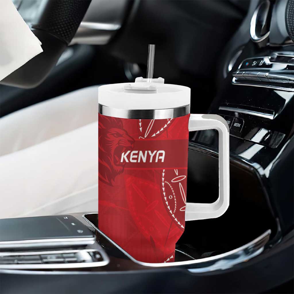 Jamhuri ya Kenya Rugby Custom Tumbler With Handle Kenyan Shield Style - Red Color LT15