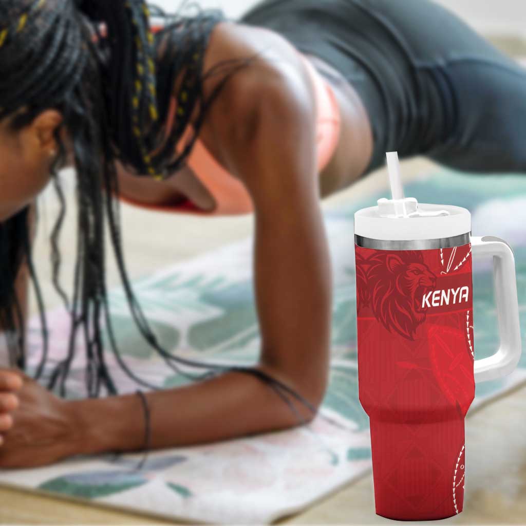 Jamhuri ya Kenya Rugby Custom Tumbler With Handle Kenyan Shield Style - Red Color LT15