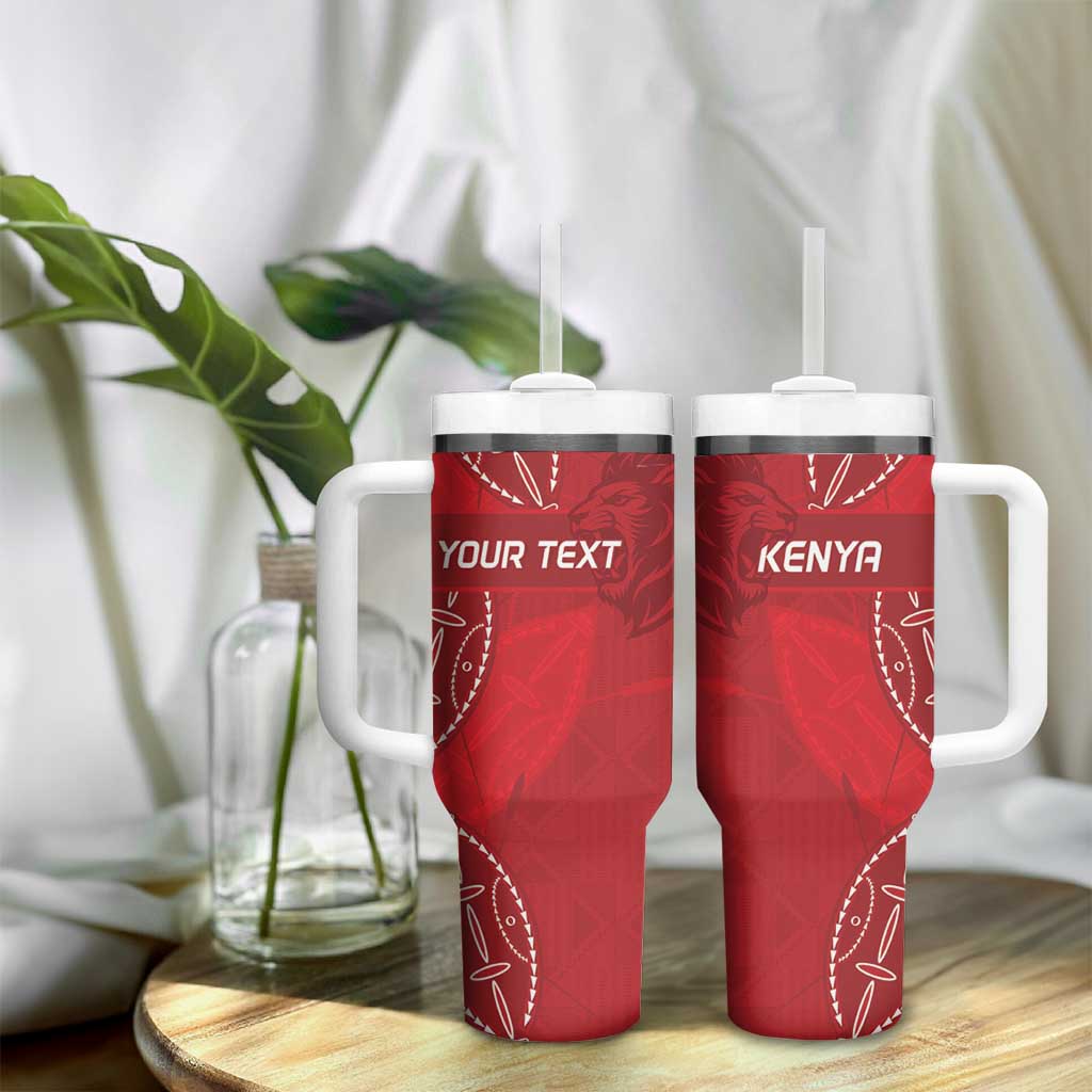 Jamhuri ya Kenya Rugby Custom Tumbler With Handle Kenyan Shield Style - Red Color LT15