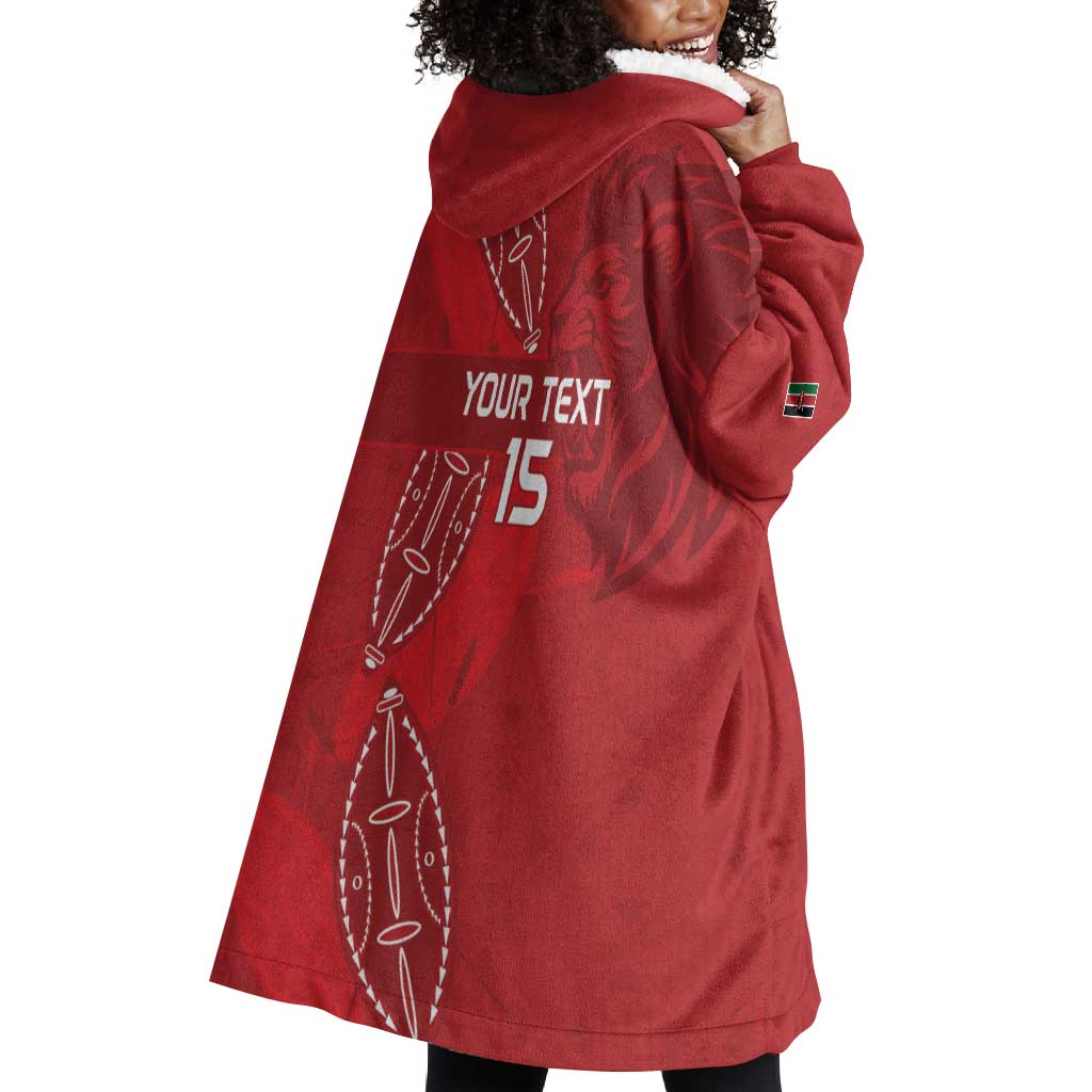 Jamhuri ya Kenya Rugby Custom Wearable Blanket Hoodie Kenyan Shield Style - Red Color LT15