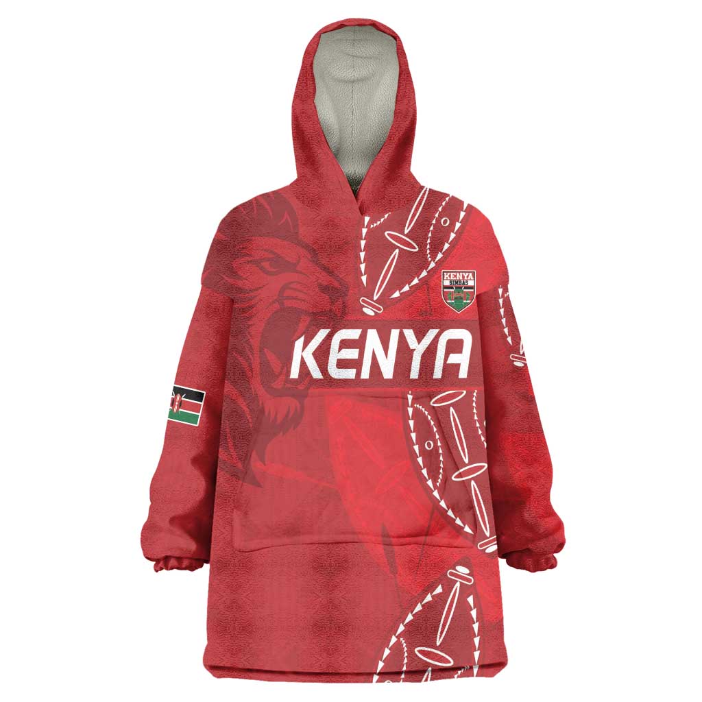 Jamhuri ya Kenya Rugby Custom Wearable Blanket Hoodie Kenyan Shield Style - Red Color LT15