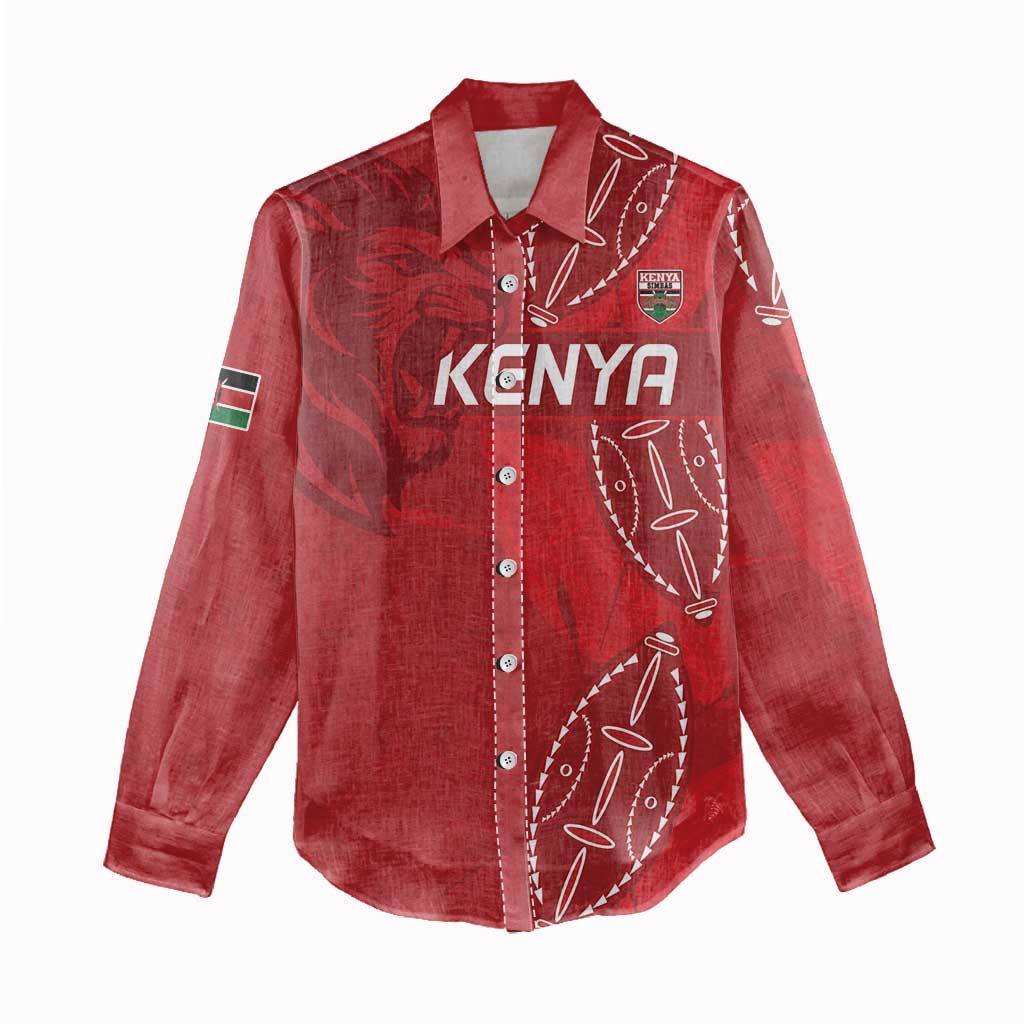 Jamhuri ya Kenya Rugby Custom Women Casual Shirt Kenyan Shield Style - Red Color LT15