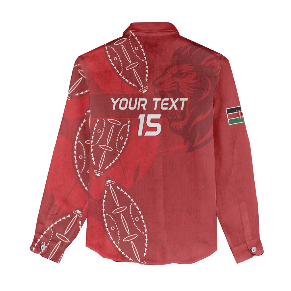 Jamhuri ya Kenya Rugby Custom Women Casual Shirt Kenyan Shield Style - Red Color LT15