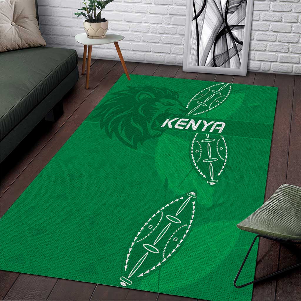 Jamhuri ya Kenya Rugby Area Rug Kenyan Shield Style - Green Color LT15