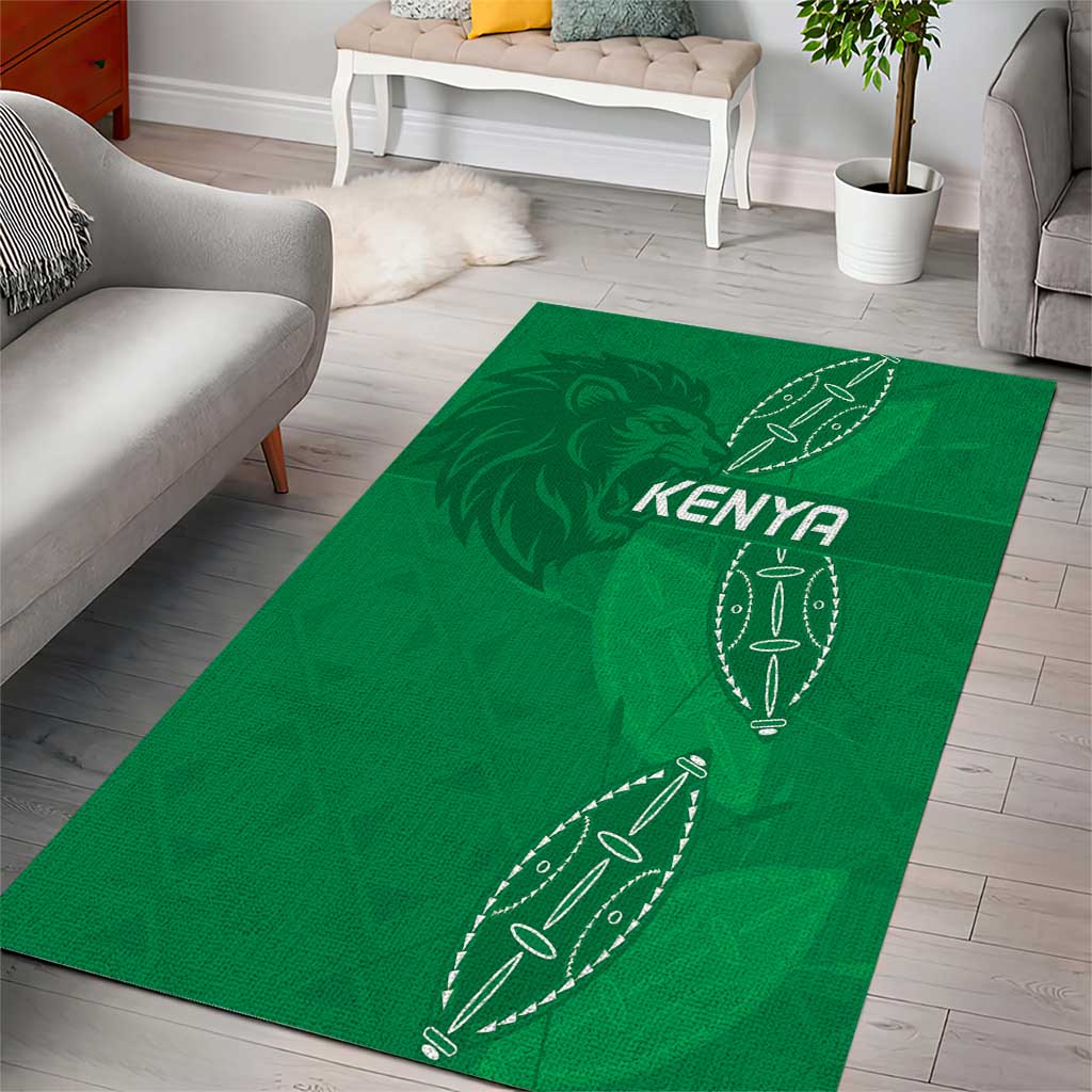 Jamhuri ya Kenya Rugby Area Rug Kenyan Shield Style - Green Color LT15