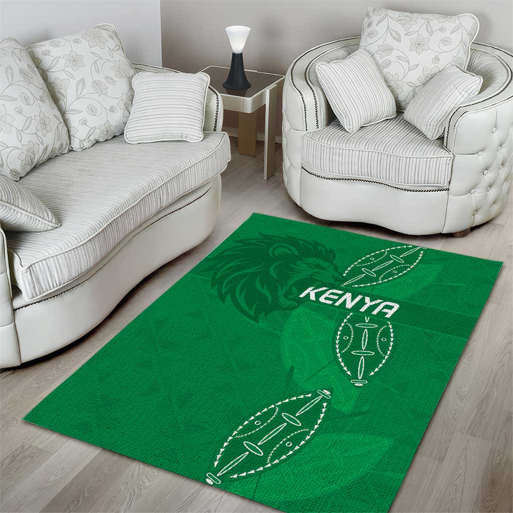 Jamhuri ya Kenya Rugby Area Rug Kenyan Shield Style - Green Color LT15
