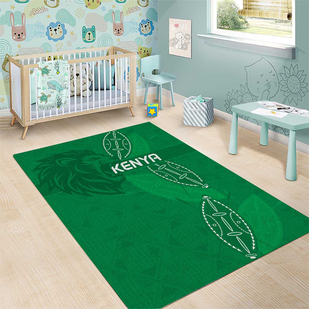 Jamhuri ya Kenya Rugby Area Rug Kenyan Shield Style - Green Color LT15