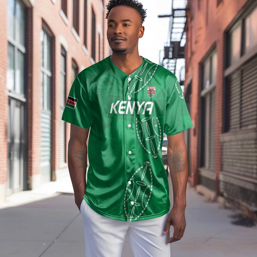 Jamhuri ya Kenya Rugby Custom Baseball Jersey Kenyan Shield Style - Green Color LT15