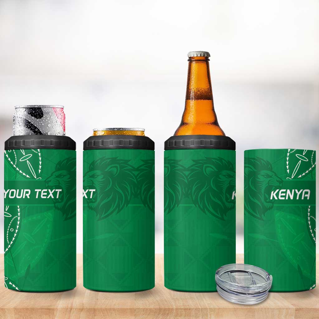 Jamhuri ya Kenya Rugby Custom 4 in 1 Can Cooler Tumbler Kenyan Shield Style - Green Color LT15