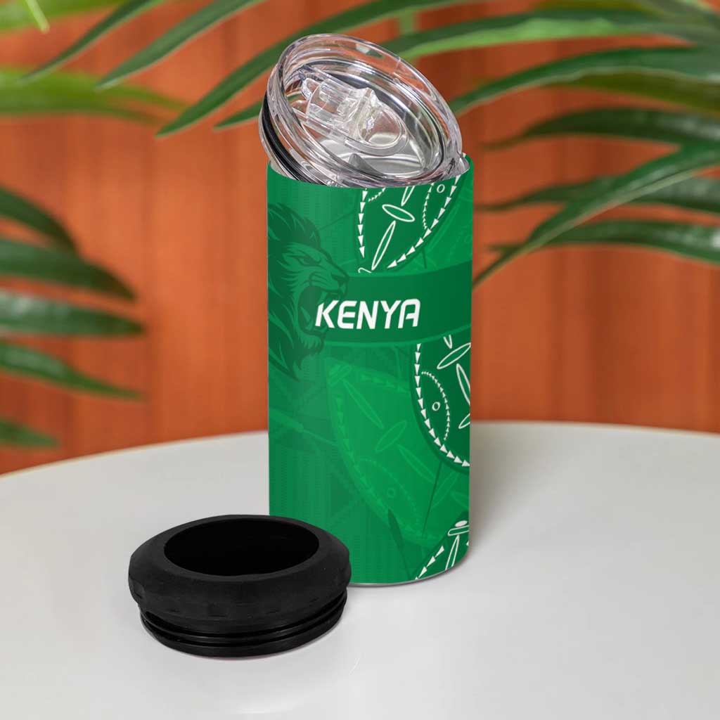 Jamhuri ya Kenya Rugby Custom 4 in 1 Can Cooler Tumbler Kenyan Shield Style - Green Color LT15