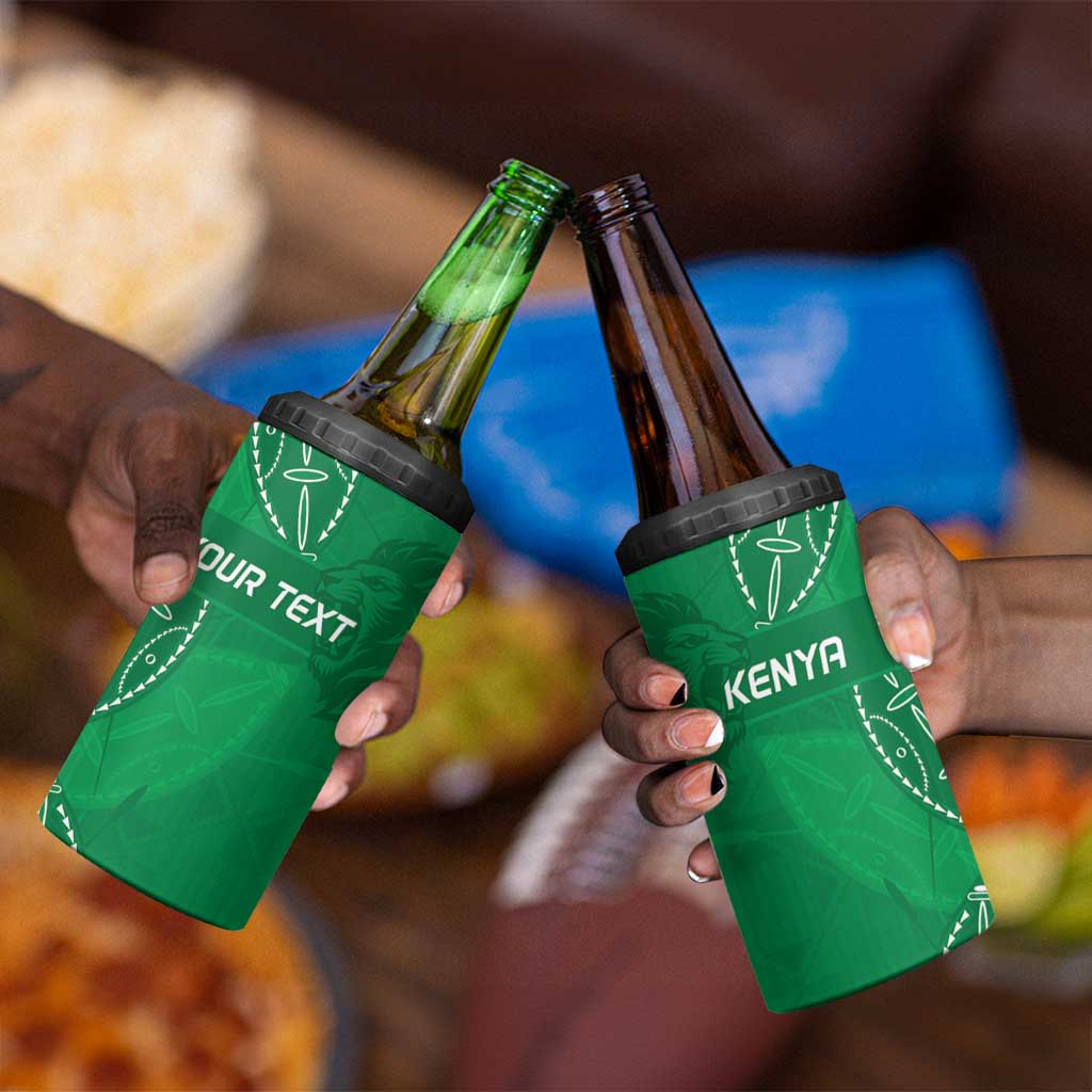 Jamhuri ya Kenya Rugby Custom 4 in 1 Can Cooler Tumbler Kenyan Shield Style - Green Color LT15