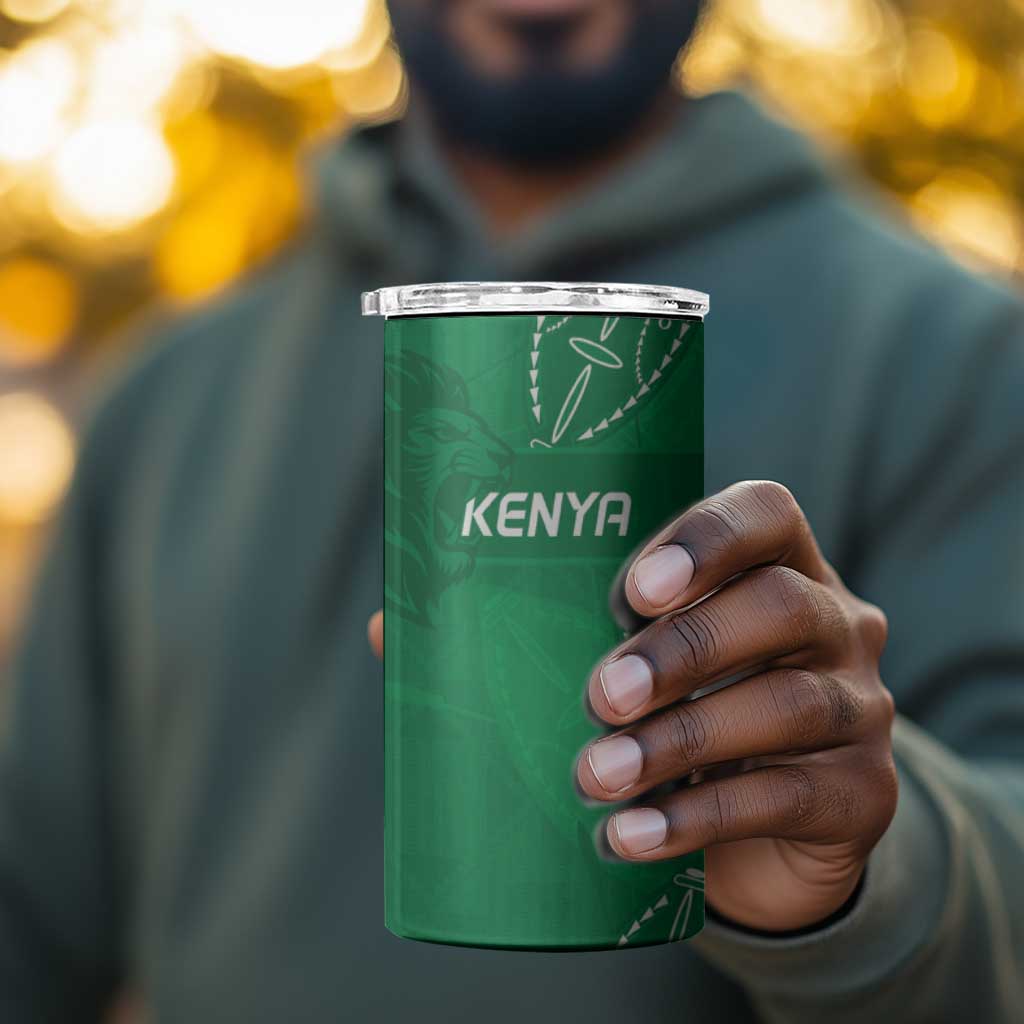 Jamhuri ya Kenya Rugby Custom 4 in 1 Can Cooler Tumbler Kenyan Shield Style - Green Color LT15