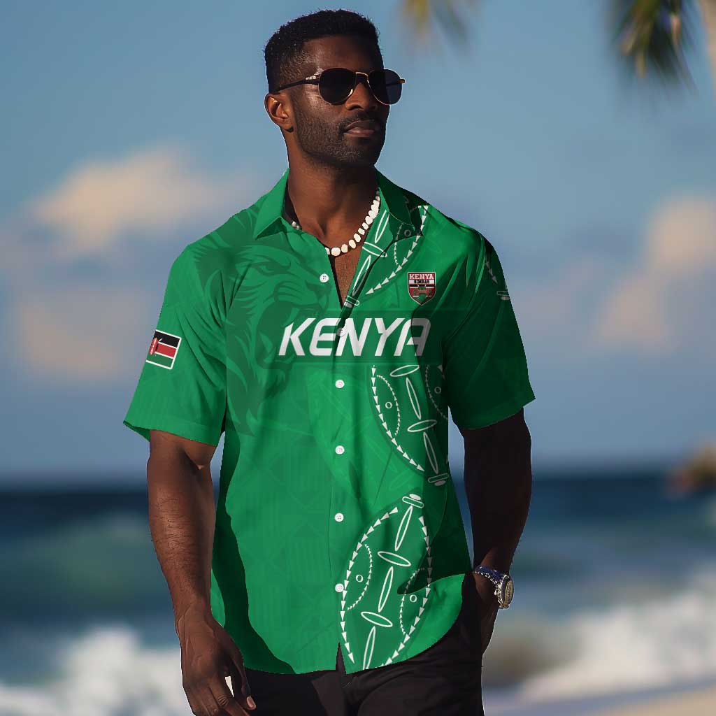 Jamhuri ya Kenya Rugby Custom Hawaiian Shirt Kenyan Shield Style - Green Color LT15