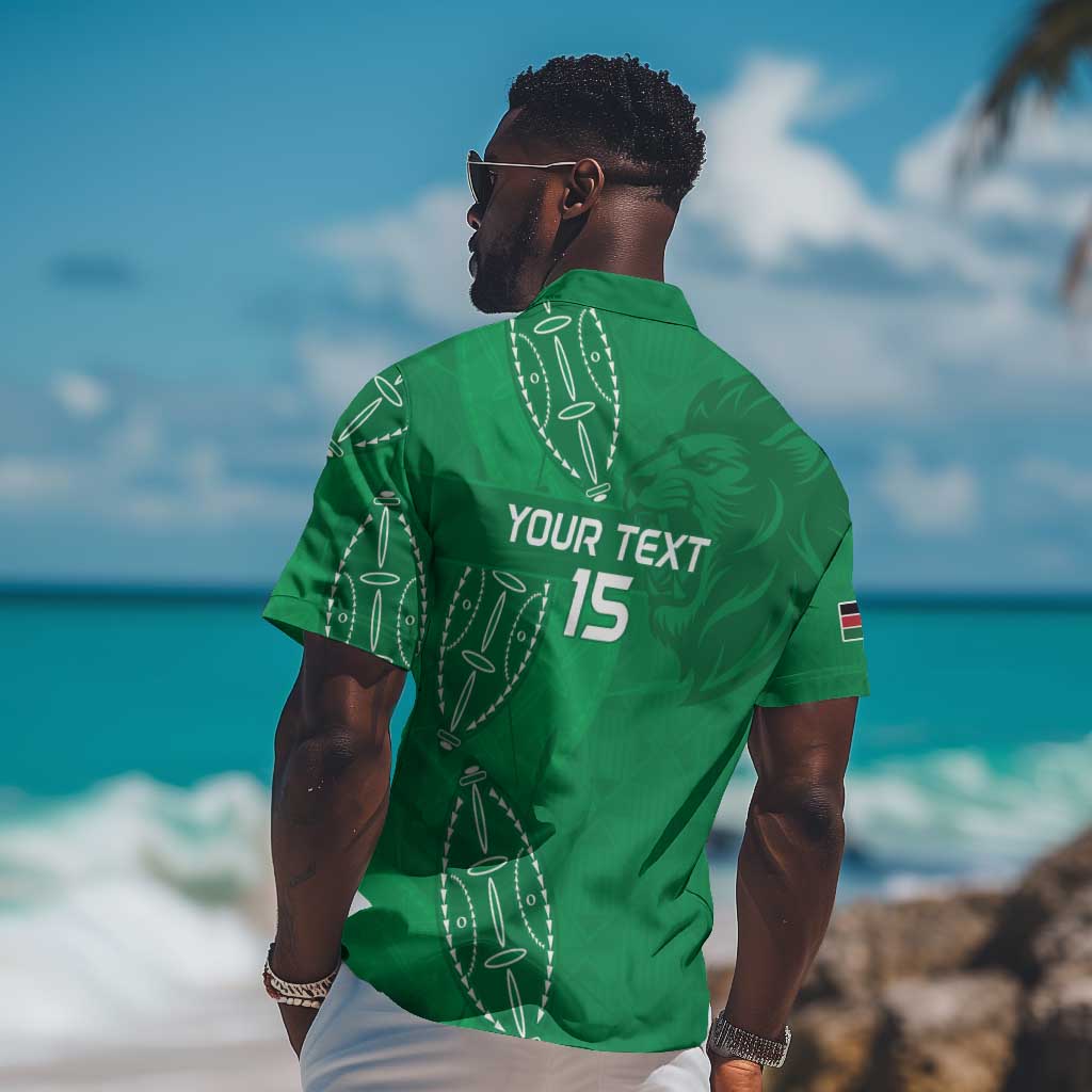 Jamhuri ya Kenya Rugby Custom Hawaiian Shirt Kenyan Shield Style - Green Color LT15