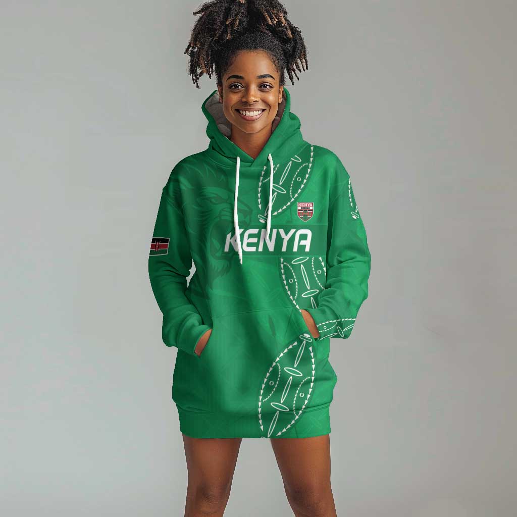 Jamhuri ya Kenya Rugby Custom Hoodie Dress Kenyan Shield Style - Green Color LT15