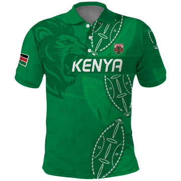 Kenya Rugby Custom Polo Shirt Go Champions Simbas - Green Color LT15