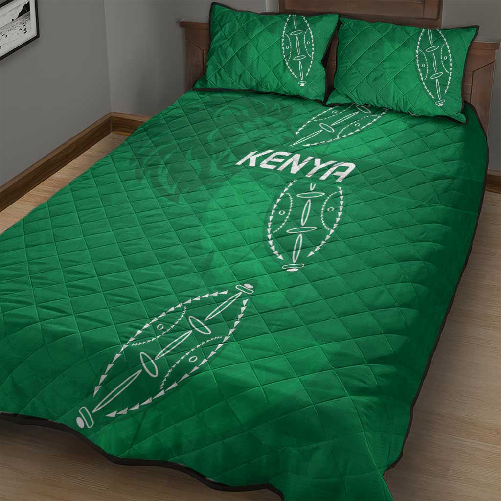 Jamhuri ya Kenya Rugby Quilt Bed Set Kenyan Shield Style - Green Color LT15