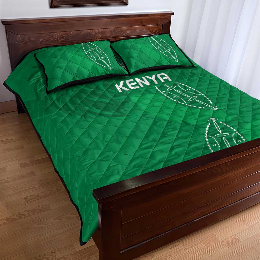 Jamhuri ya Kenya Rugby Quilt Bed Set Kenyan Shield Style - Green Color LT15