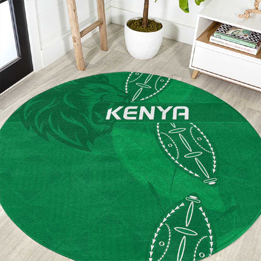 Jamhuri ya Kenya Rugby Round Carpet Kenyan Shield Style - Green Color LT15