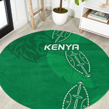 Jamhuri ya Kenya Rugby Round Carpet Kenyan Shield Style - Green Color LT15