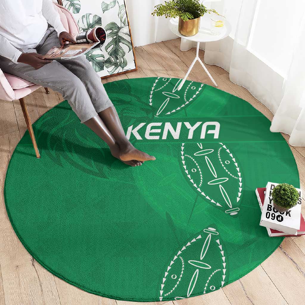 Jamhuri ya Kenya Rugby Round Carpet Kenyan Shield Style - Green Color LT15