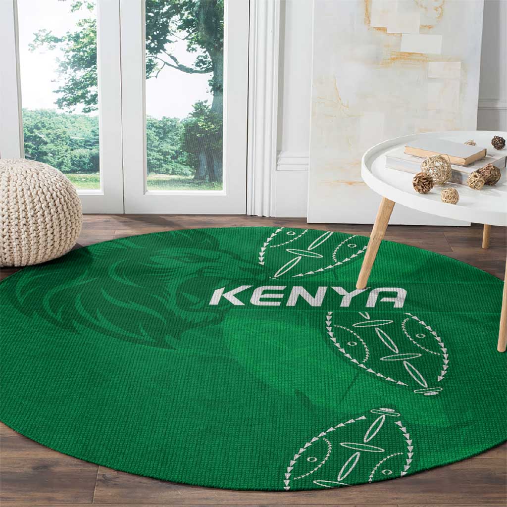 Jamhuri ya Kenya Rugby Round Carpet Kenyan Shield Style - Green Color LT15
