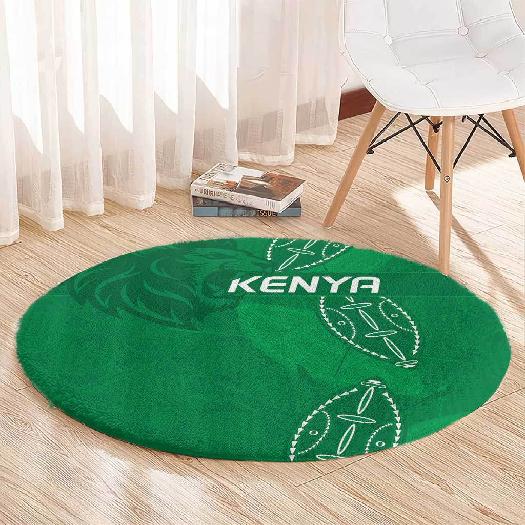 Jamhuri ya Kenya Rugby Round Carpet Kenyan Shield Style - Green Color LT15