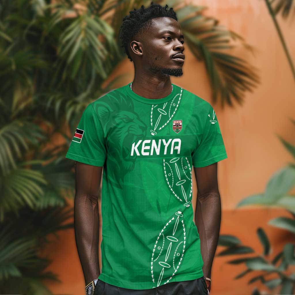 Jamhuri ya Kenya Rugby Custom T shirt Kenyan Shield Style - Green Color LT15