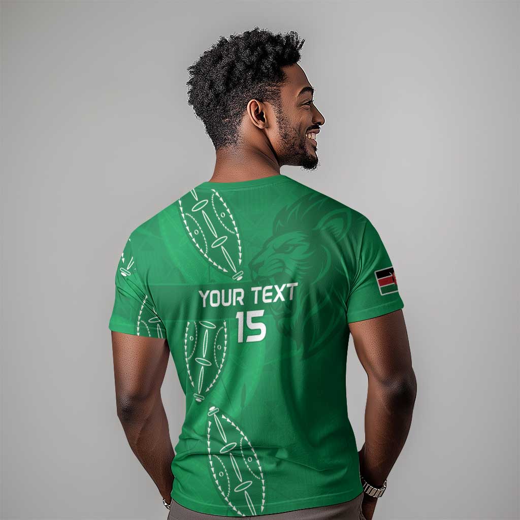 Jamhuri ya Kenya Rugby Custom T shirt Kenyan Shield Style - Green Color LT15