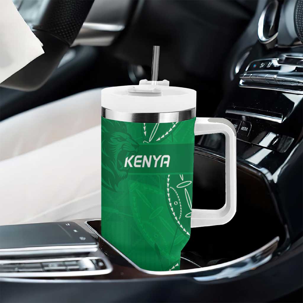 Jamhuri ya Kenya Rugby Custom Tumbler With Handle Kenyan Shield Style - Green Color LT15