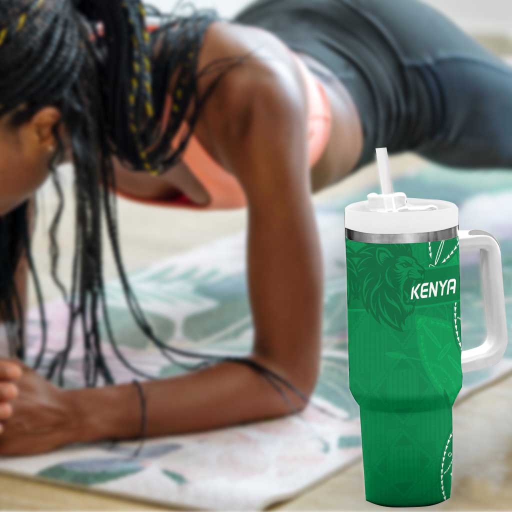 Jamhuri ya Kenya Rugby Custom Tumbler With Handle Kenyan Shield Style - Green Color LT15
