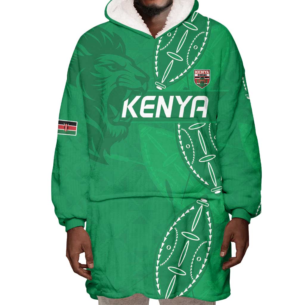 Jamhuri ya Kenya Rugby Custom Wearable Blanket Hoodie Kenyan Shield Style - Green Color LT15
