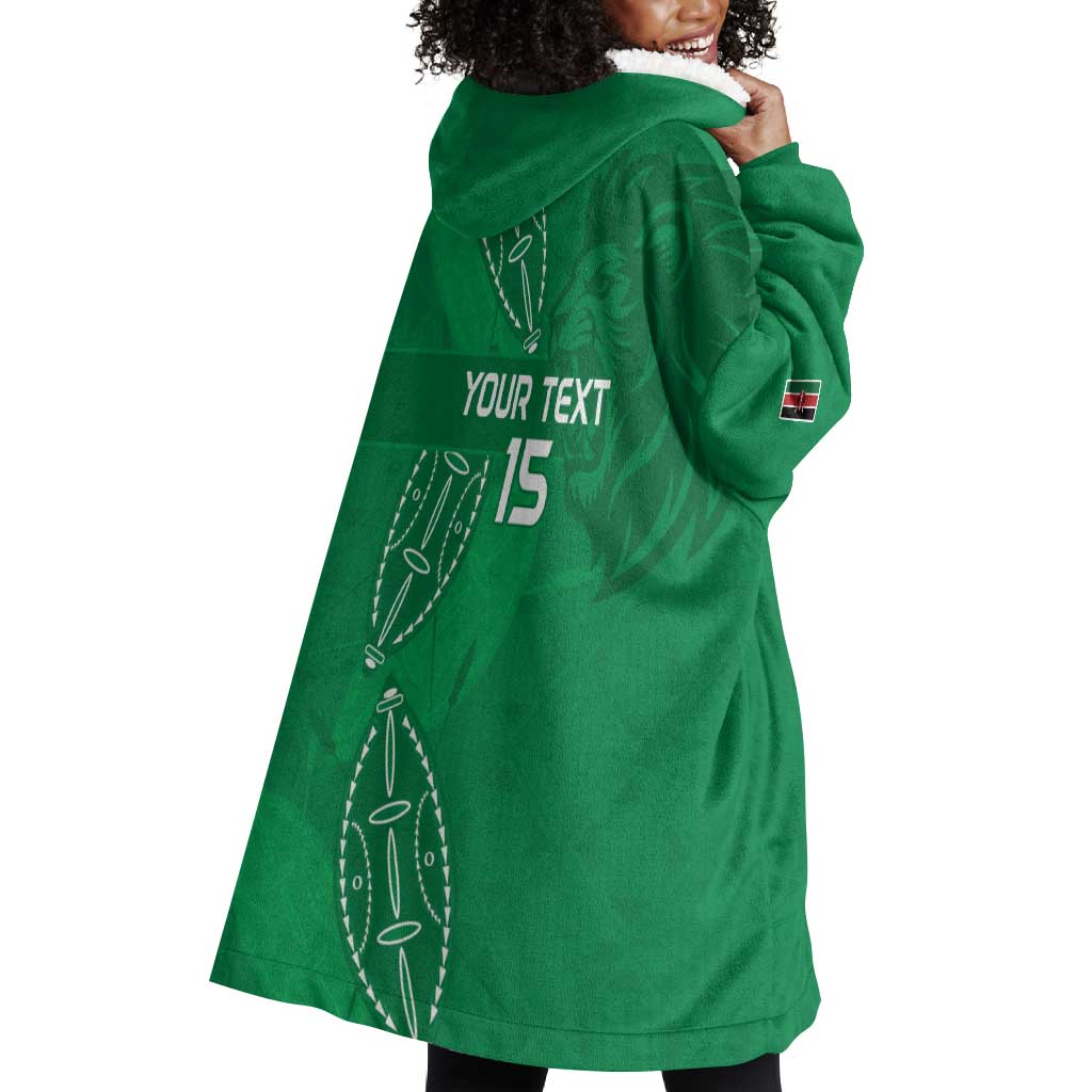 Jamhuri ya Kenya Rugby Custom Wearable Blanket Hoodie Kenyan Shield Style - Green Color LT15
